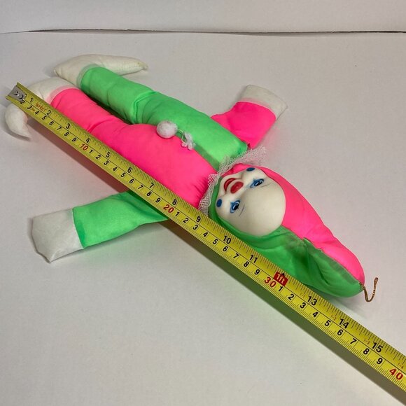 Vintage Rubber Faced Clown Plush Doll Toy Unbranded Red Green White 14" - Picture 10 of 14